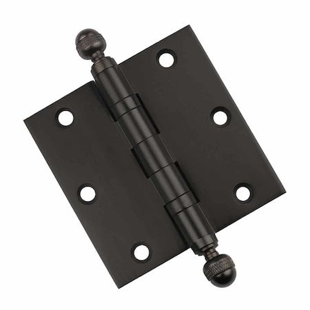 Embassy 3-1/2 x 3-1/2 Solid Brass Hinge, Oil Rubbed Bronze Finish with Acorn Tips 3535BBUS10BA-1